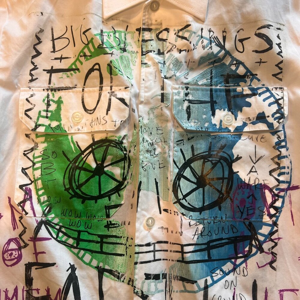 Snowmilk Streetwear White Work Shirt Painted w/Original Snowmilk Design - Picture 6 of 9
